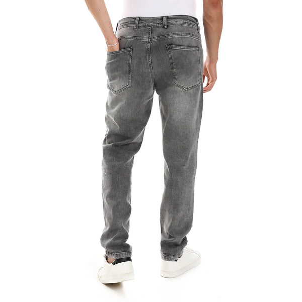 Light Grey Scratched Regular Jeans