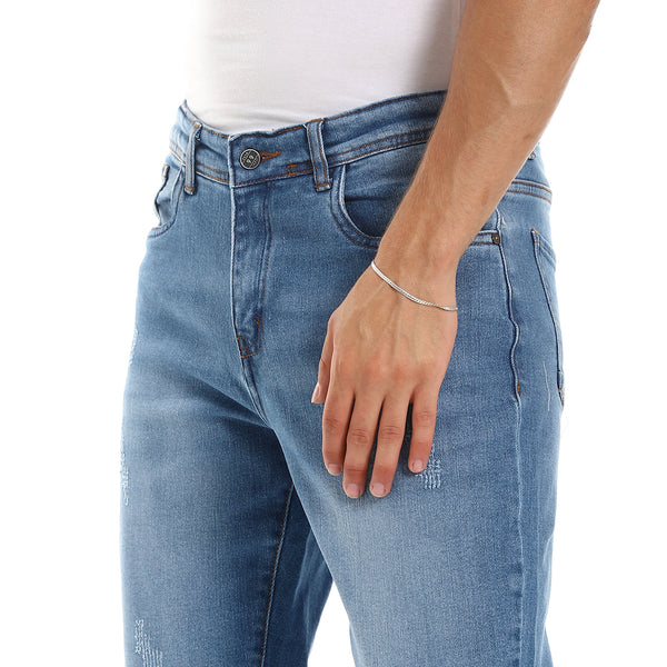 Back & Side Pockets Light Vintage Scratched Jeans