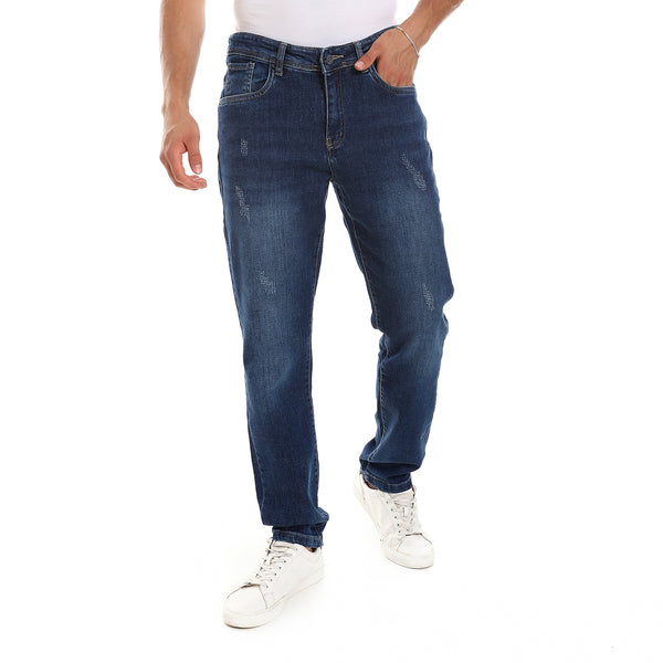 Standard Blue Scratched Regular Fit Jeans