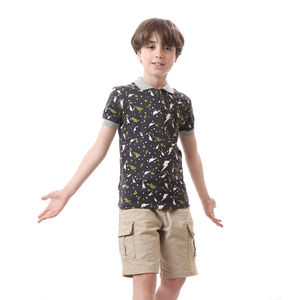 Boys Dark Grey Flashes Casual Polo Shirt