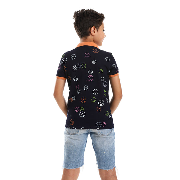 smiley_faces_navy_blue-_white_-_orange_polo_shirt