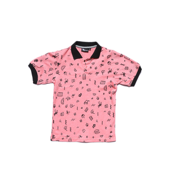 Regular Fit Buttoned Boys Polo Shirt - Coral