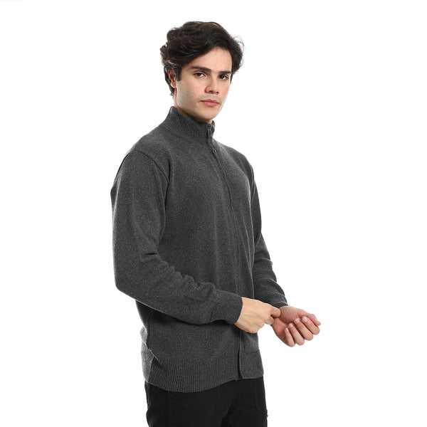 Long Sleeves High Neck Pullover - Ash Grey