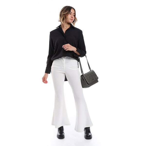 plain_pattern_hidden_buttons_shirt_-_black
