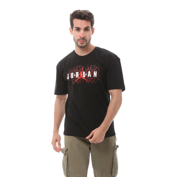 Over-sized 'Jordan" Printed Black Tee
