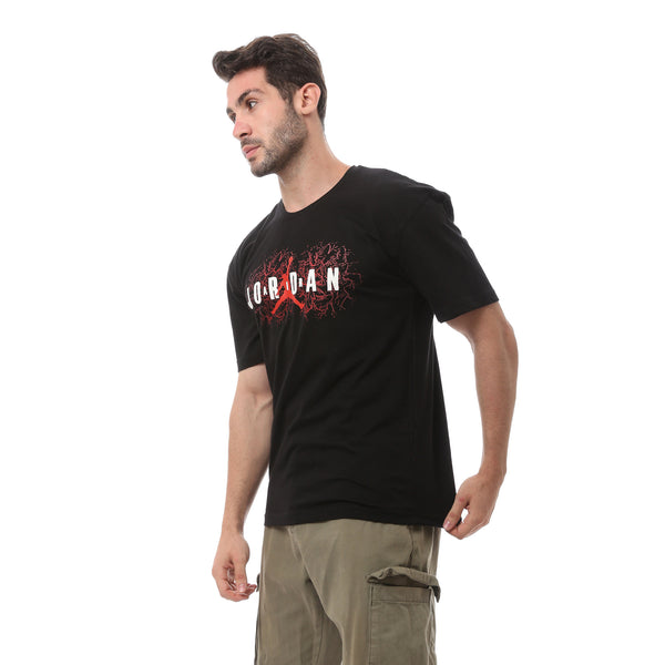 Over-sized 'Jordan" Printed Black Tee