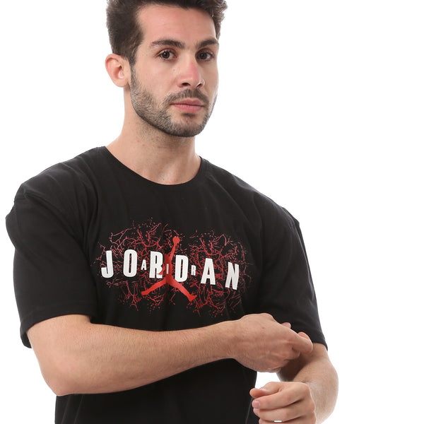 Over-sized 'Jordan" Printed Black Tee