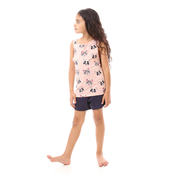 printed_kitten_girls_summer_pajama_set_-_rose_-_black