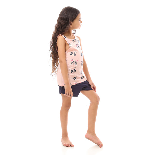 printed_kitten_girls_summer_pajama_set_-_rose_-_black