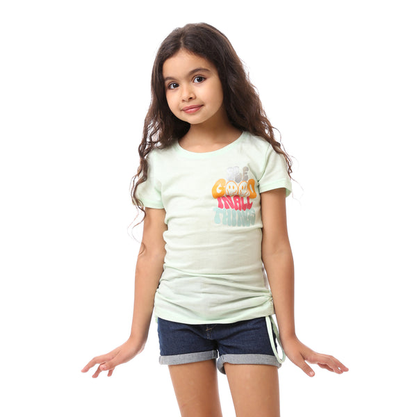 Printed Light  Fashionable Summer Girls T-Shirt - Green