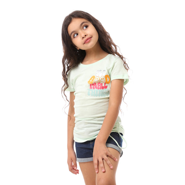 Printed Light  Fashionable Summer Girls T-Shirt - Green