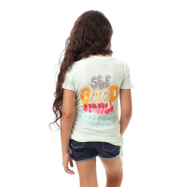 Printed Light  Fashionable Summer Girls T-Shirt - Green