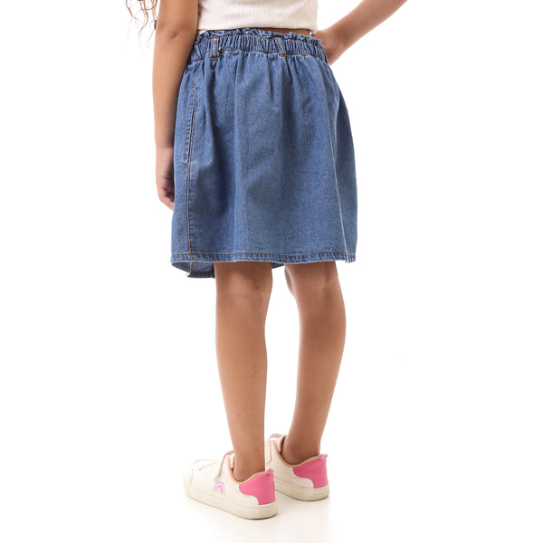 High Waist Girls Elastic  Jeans Skirt - Light Blue