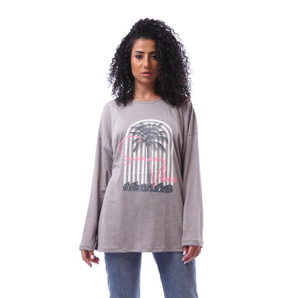 Long Sleeves Loose Fit T-shirt - Heather Grey