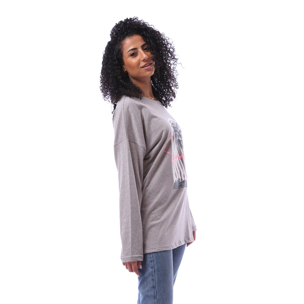 Long Sleeves Loose Fit T-shirt - Heather Grey