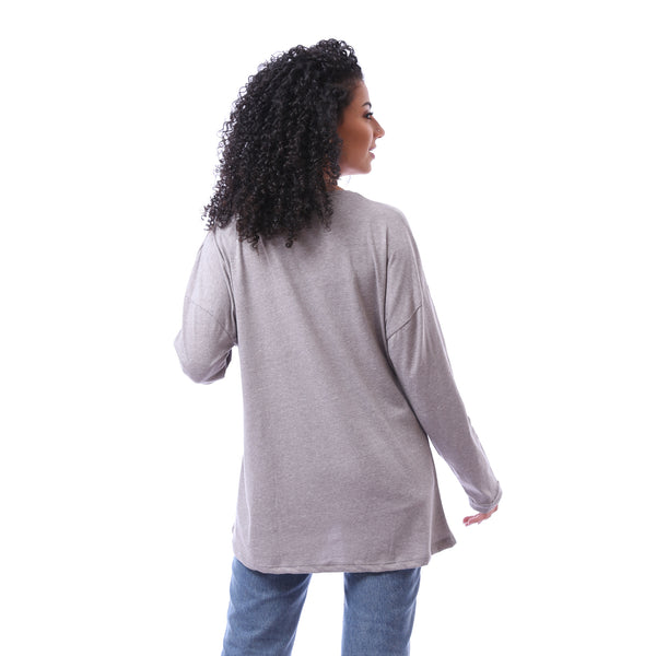 Long Sleeves Loose Fit T-shirt - Heather Grey