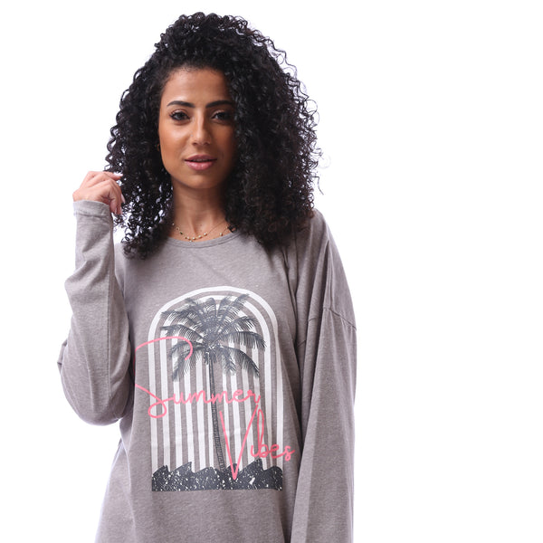 Long Sleeves Loose Fit T-shirt - Heather Grey