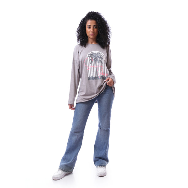 Long Sleeves Loose Fit T-shirt - Heather Grey