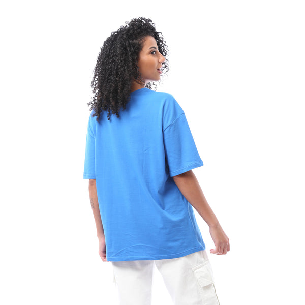 Over-sized Printed Casual T-shirt - Blue