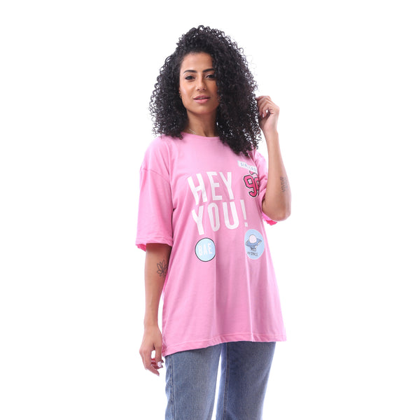 Loose Fit Short Sleeves T-shirt - Pink