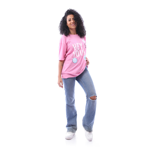 Loose Fit Short Sleeves T-shirt - Pink