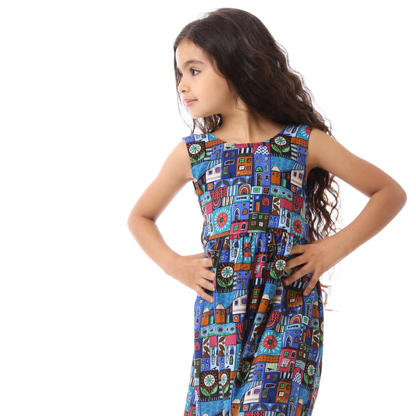 multi-printed_bow_girl_dress_-_royal_blue_