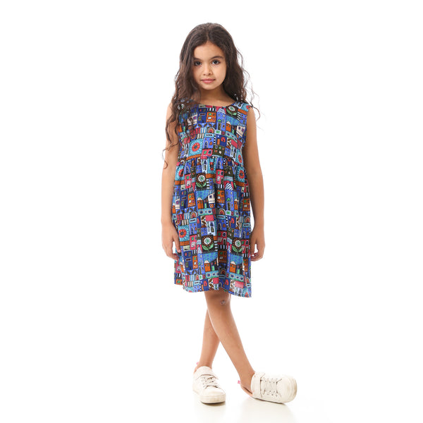 multi-printed_bow_girl_dress_-_royal_blue_