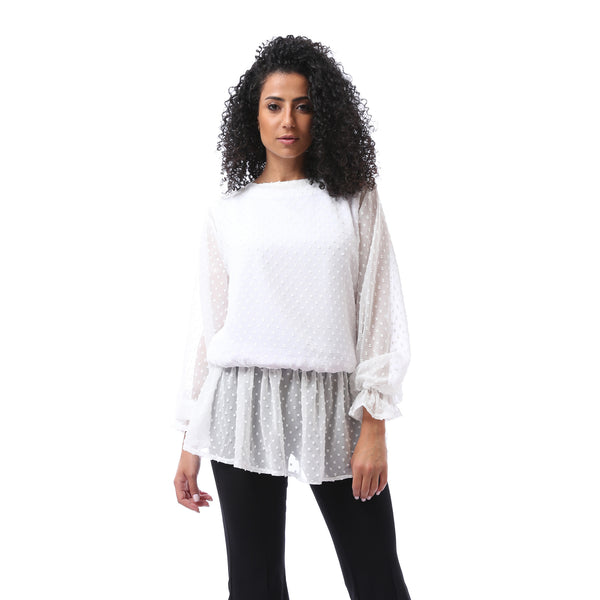 self-patterned_blouse_-_solid_top_set_-_white