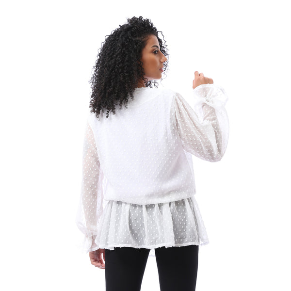 self-patterned_blouse_-_solid_top_set_-_white