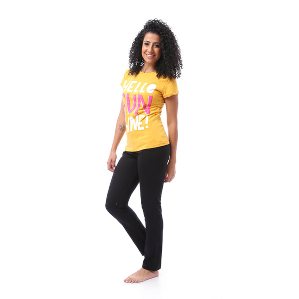 short_sleeves_top_-_slip-on_pajama_set_-_mustard_-_black