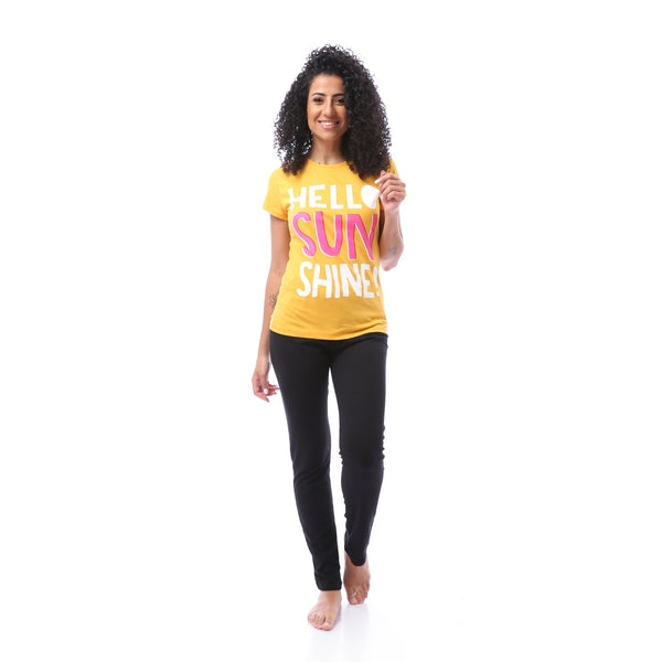 short_sleeves_top_-_slip-on_pajama_set_-_mustard_-_black