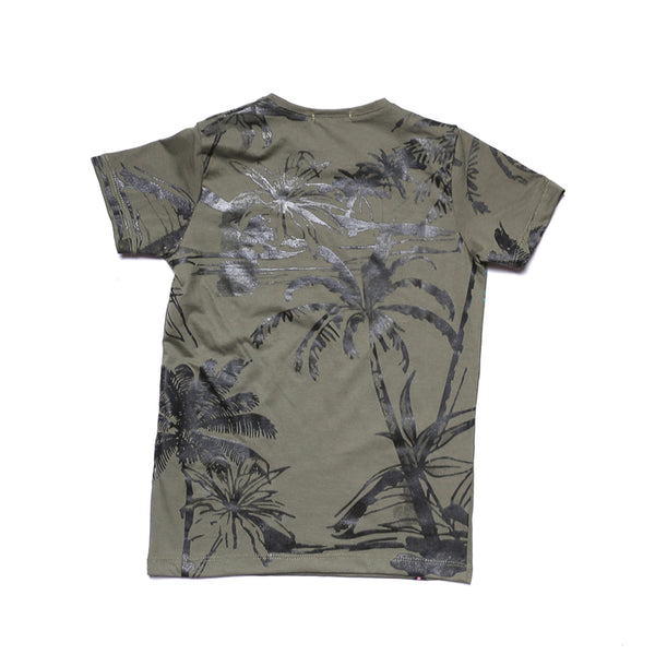 Boys Round Neck Casual T-Shirt - Olive