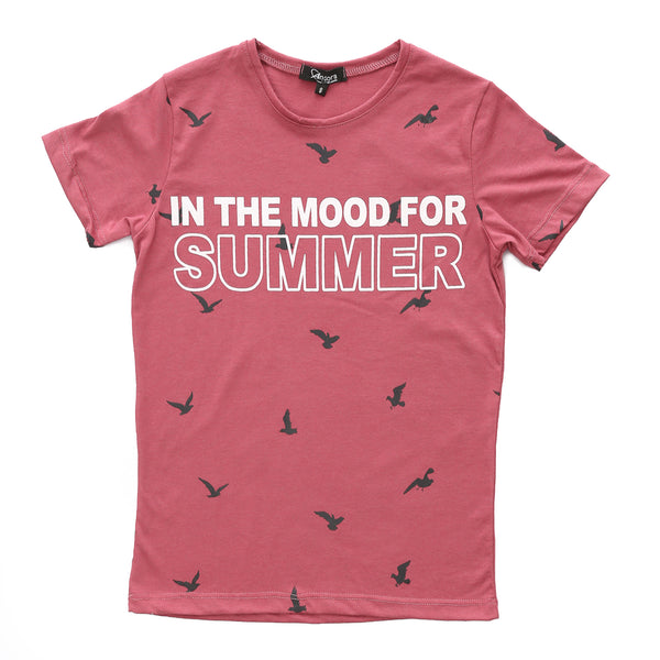 Slip On Burgundy Printed Boys Tee