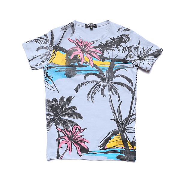Boys Printed Palms Short Sleeves T-Shirt - Space Grey