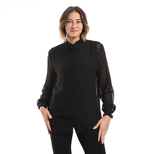 self-patterned_blouse_-_sleeveless_top_set_-_black