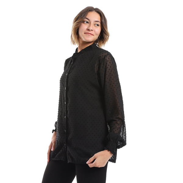self-patterned_blouse_-_sleeveless_top_set_-_black