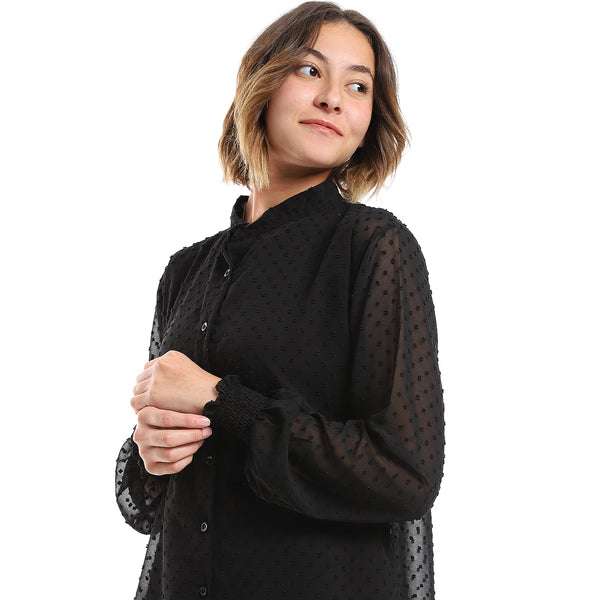 self-patterned_blouse_-_sleeveless_top_set_-_black