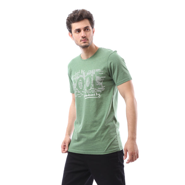 Just Be Cool Printed Rounded Neck T-Shirt - Green