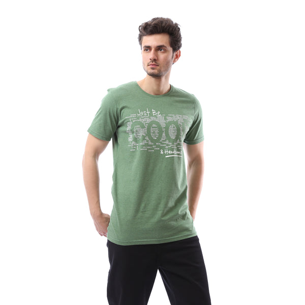 Just Be Cool Printed Rounded Neck T-Shirt - Green