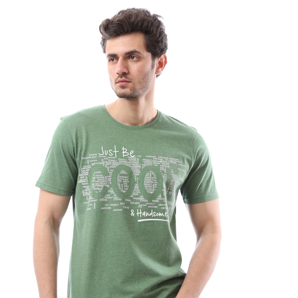 Just Be Cool Printed Rounded Neck T-Shirt - Green