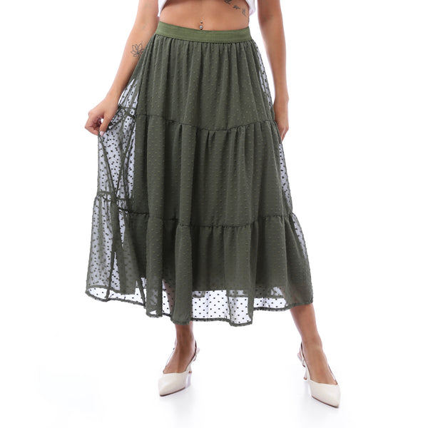 Chiffon Ankle Skirt - Dark Olive