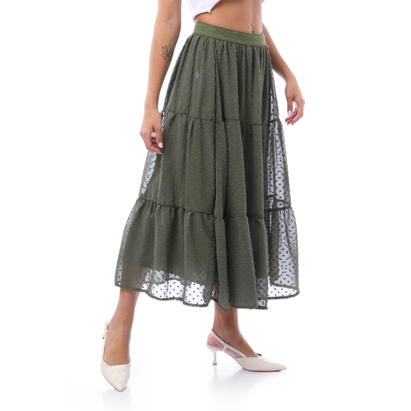 Chiffon Ankle Skirt - Dark Olive