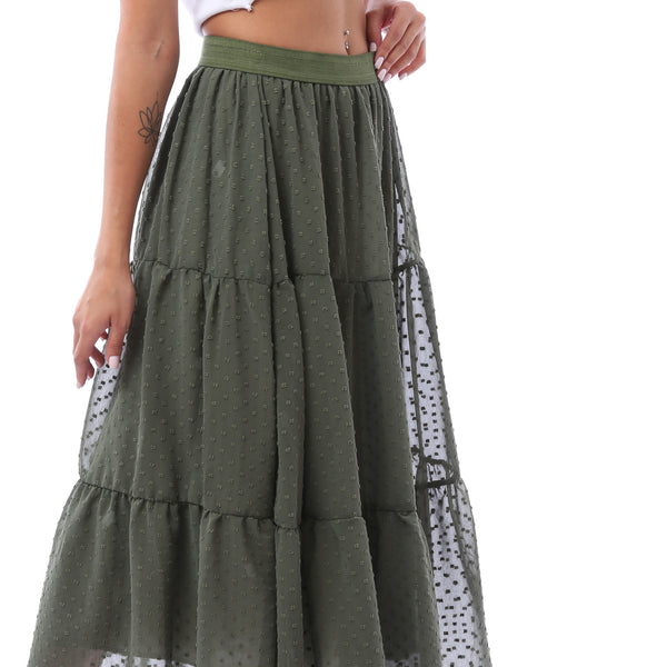 Chiffon Ankle Skirt - Dark Olive