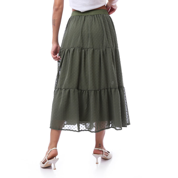 Chiffon Ankle Skirt - Dark Olive