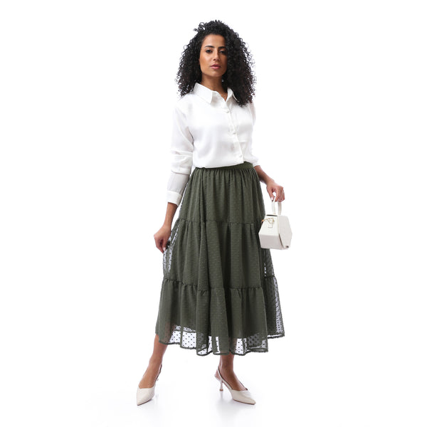 Chiffon Ankle Skirt - Dark Olive