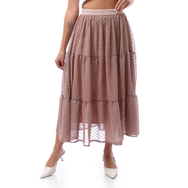 Ankle-length Flowy Skirt - Taupe