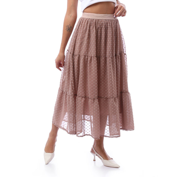 Ankle-length Flowy Skirt - Taupe