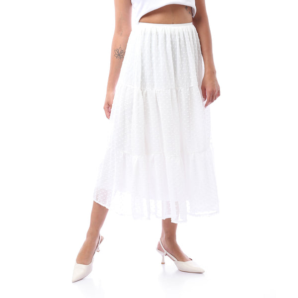 Self-patterned Summer Skirt - White