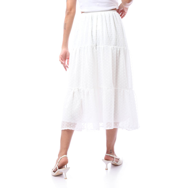 Self-patterned Summer Skirt - White