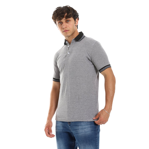 Pique Short Sleeves Heather Grey Polo Shirt